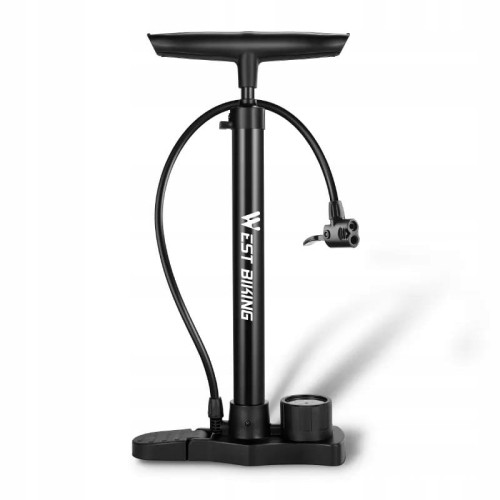 Pompka rowerowa z manometrem Westbiking garażowa czarna Presta Dunlop Schrader