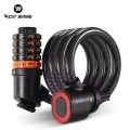 Zapięcie rowerowe stalowa linka na szyfr blokada do roweru lampka tylna led