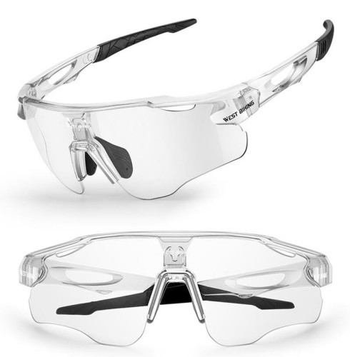Okulary sportowe na rower rowerowe filtr uv fotochromy polaryzacja 3 szkła - transparentne