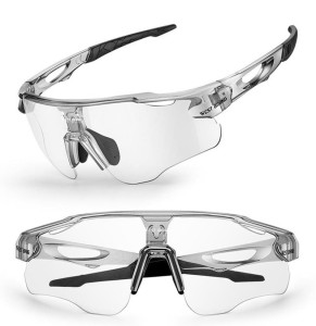 Okulary sportowe na rower rowerowe filtr uv fotochromy polaryzacja 3 szkła  - transparentne czarne