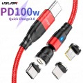 Kabel magnetyczny do telefonu laptopa szybkie ładowanie  USB C 100W 5A  czerwony