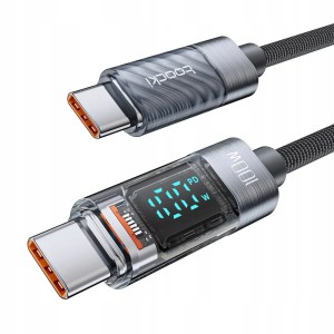 Kabel USB-C do USB-C 100W 1 metry wyświetlacz LCD PREMIUM grafit czarny